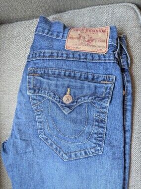 True Religion Medium Blue Denim Jeans with Signature Pocket